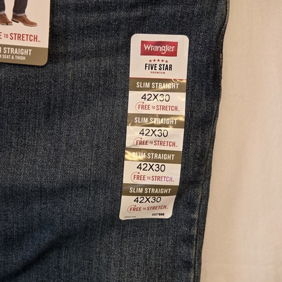 NWT Men's Wrangler 5 Star Jeans Slim Straight Denim 1092SSWJS 42 X 30 - Picture 3 of 5